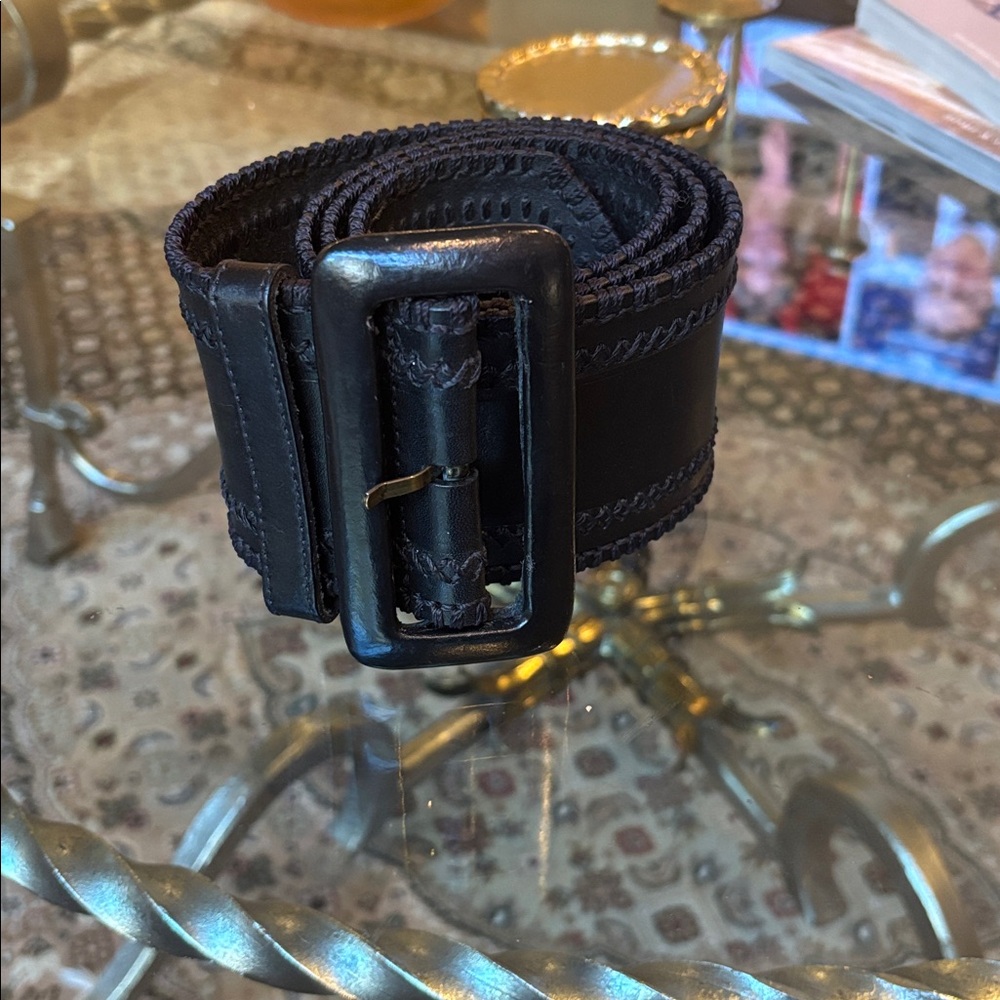 Ralph Lauren Black Wide Leather Belt